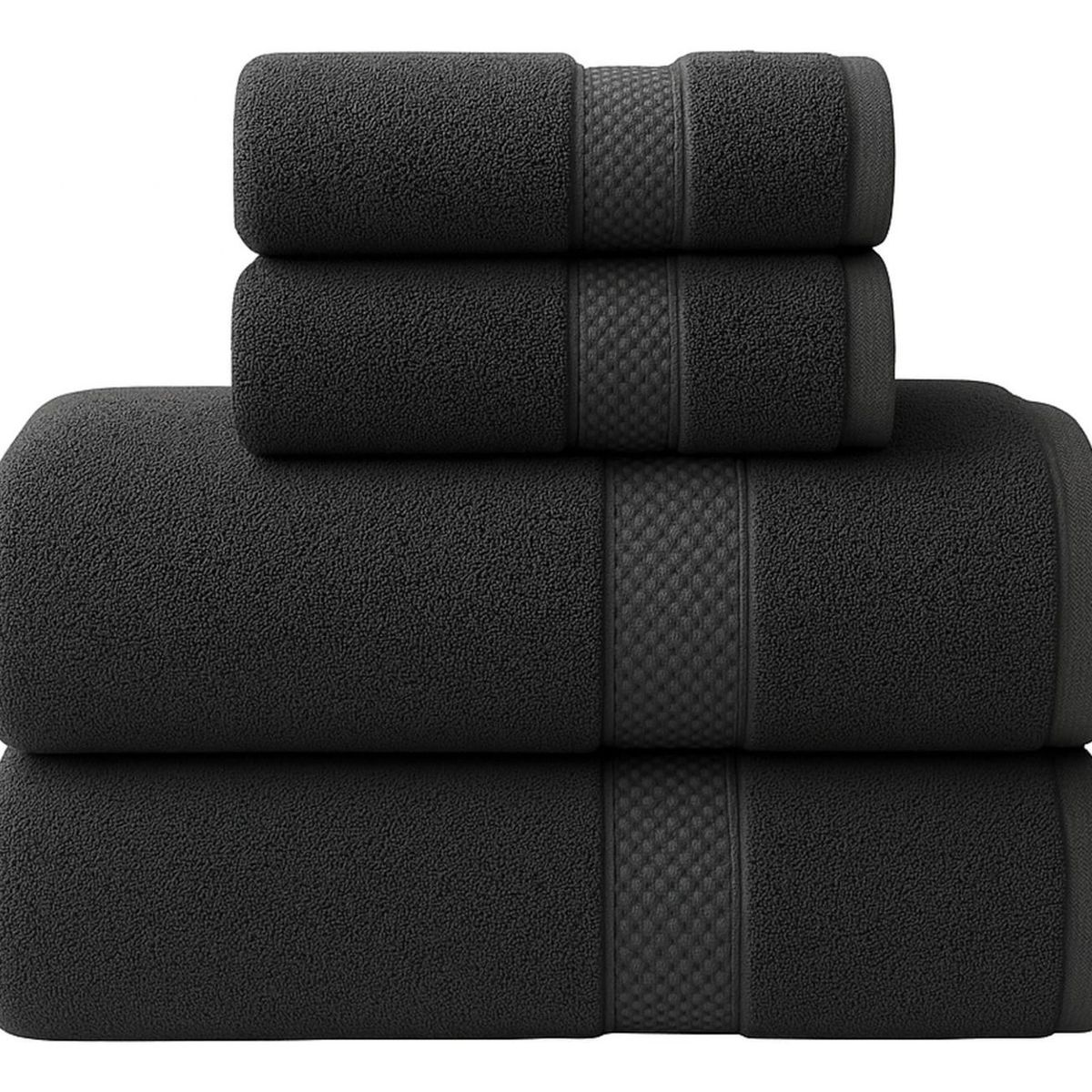 AZ AURAZEUS - Set De 4 Toallas De Baño Algodon 500gr Cuerpo Mano Grande Az Gris