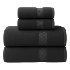 AZ AURAZEUS - Set De 4 Toallas De Baño Algodon 500gr Cuerpo Mano Grande Az Gris