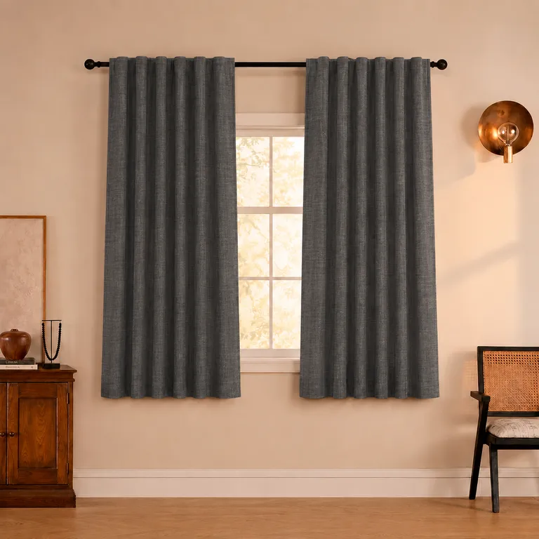 Cortina 100% Blackout 2 Panos 160x108 Lino Termica Roller Gris