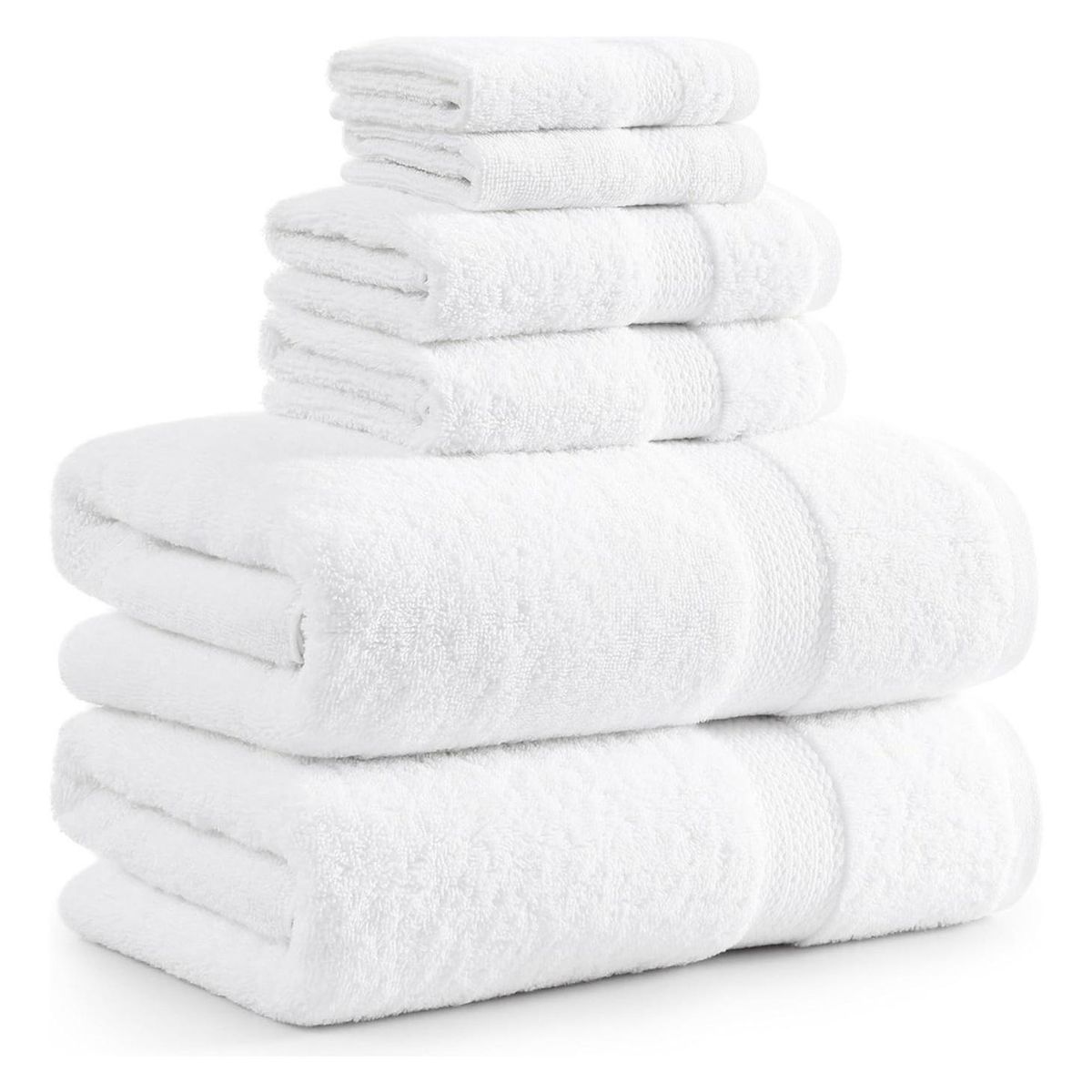 AZ AURAZEUS - Set De 6 Toallas De Baño Algodon 500gr Cuerpo Mano Grande Az Blanco