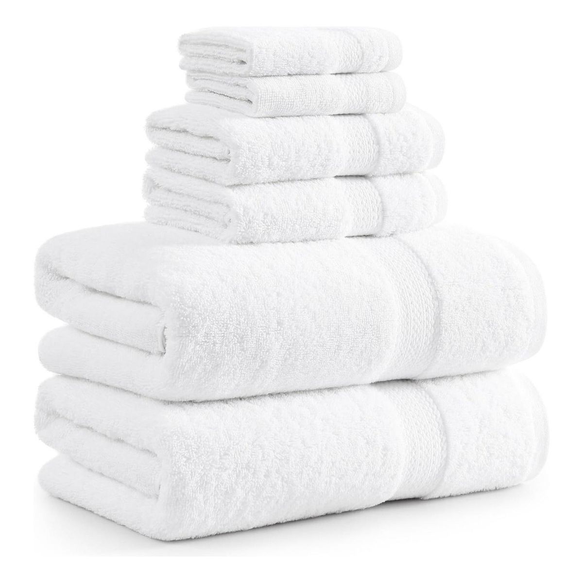 AZ AURAZEUS - Set De 6 Toallas De Baño Algodon 500gr Cuerpo Mano Grande Az Blanco