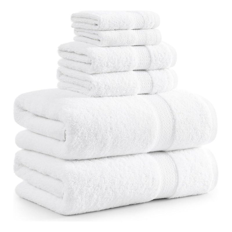 AZ AURAZEUS - Set De 6 Toallas De Baño Algodon 500gr Cuerpo Mano Grande Az Blanco