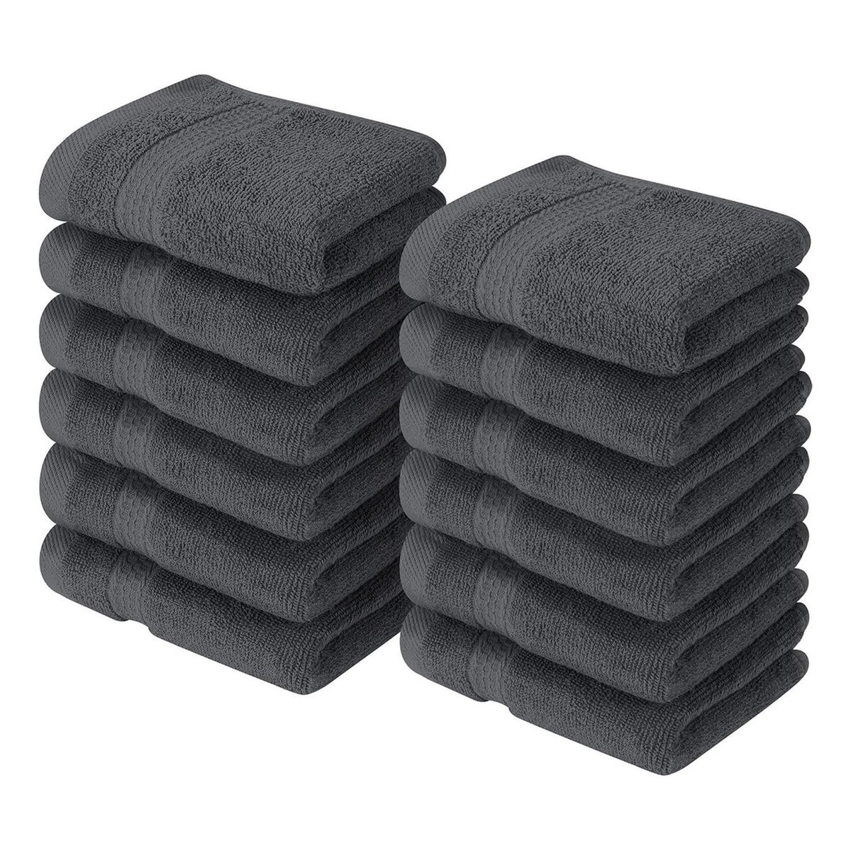 AZ AURAZEUS - Juego De 12 Toallas Faciales 32x32cm Algodon 500g Baño Az Gris Oscuro