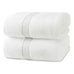 AZ AURAZEUS - Set De 2 Toallas De Baño 140x70 Cm Algodon 500gr Grandes Az Blanco