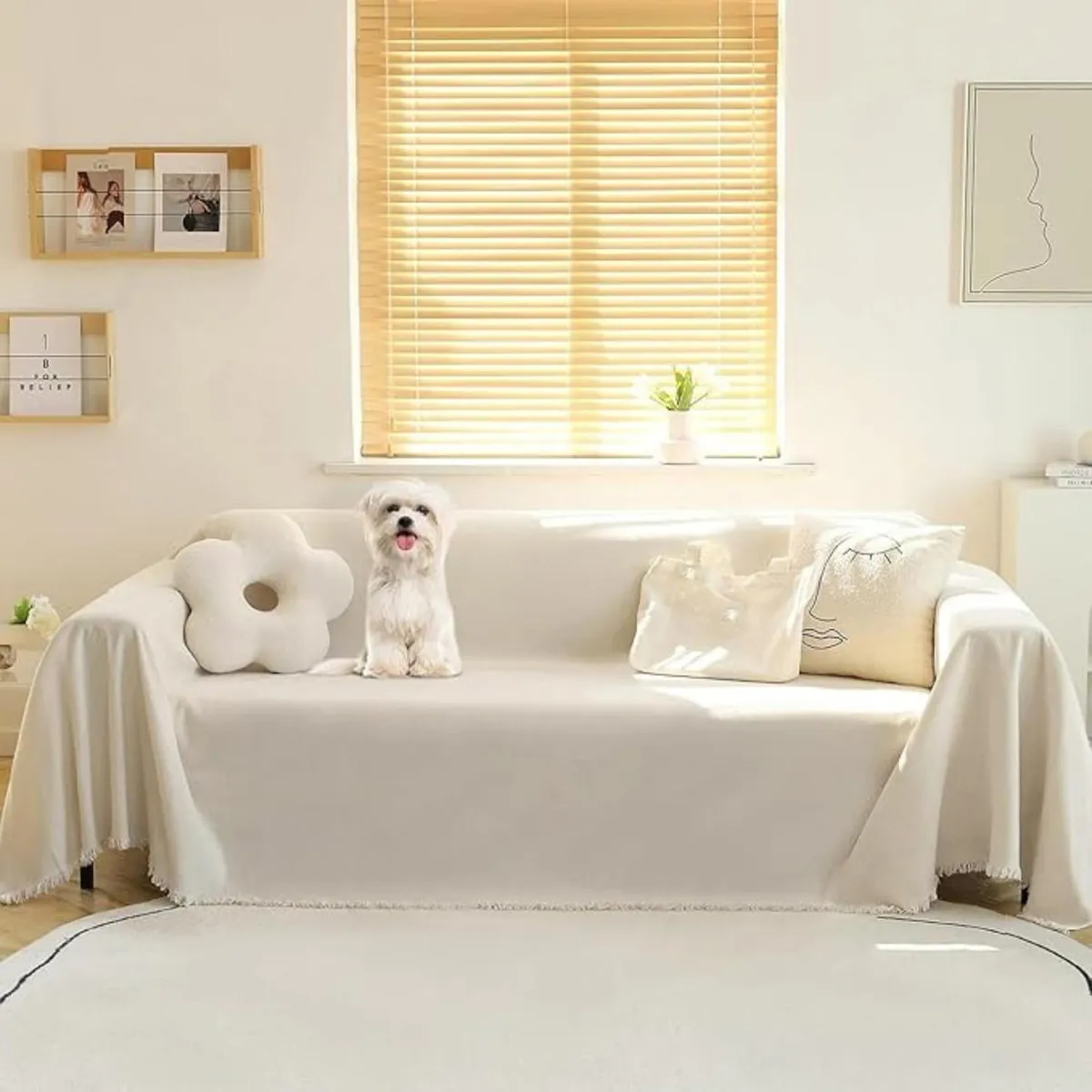 AZ AURAZEUS - Fundas De Sillon A Medida Ajustable Cubre Sofa Az Beige 3 Cuerpos