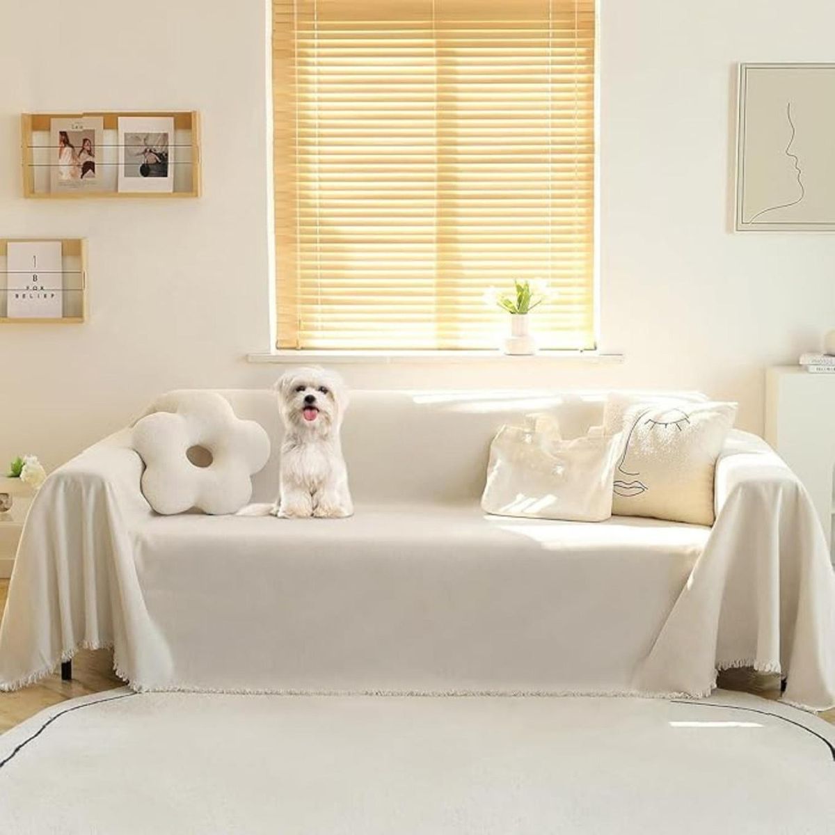 AZ AURAZEUS - Fundas De Sillon A Medida Ajustable Cubre Sofa Az Beige 3 Cuerpos