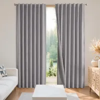 Cortina 100% Blackout 2 Paños 220x140 Lino Termica Roller Az Gris