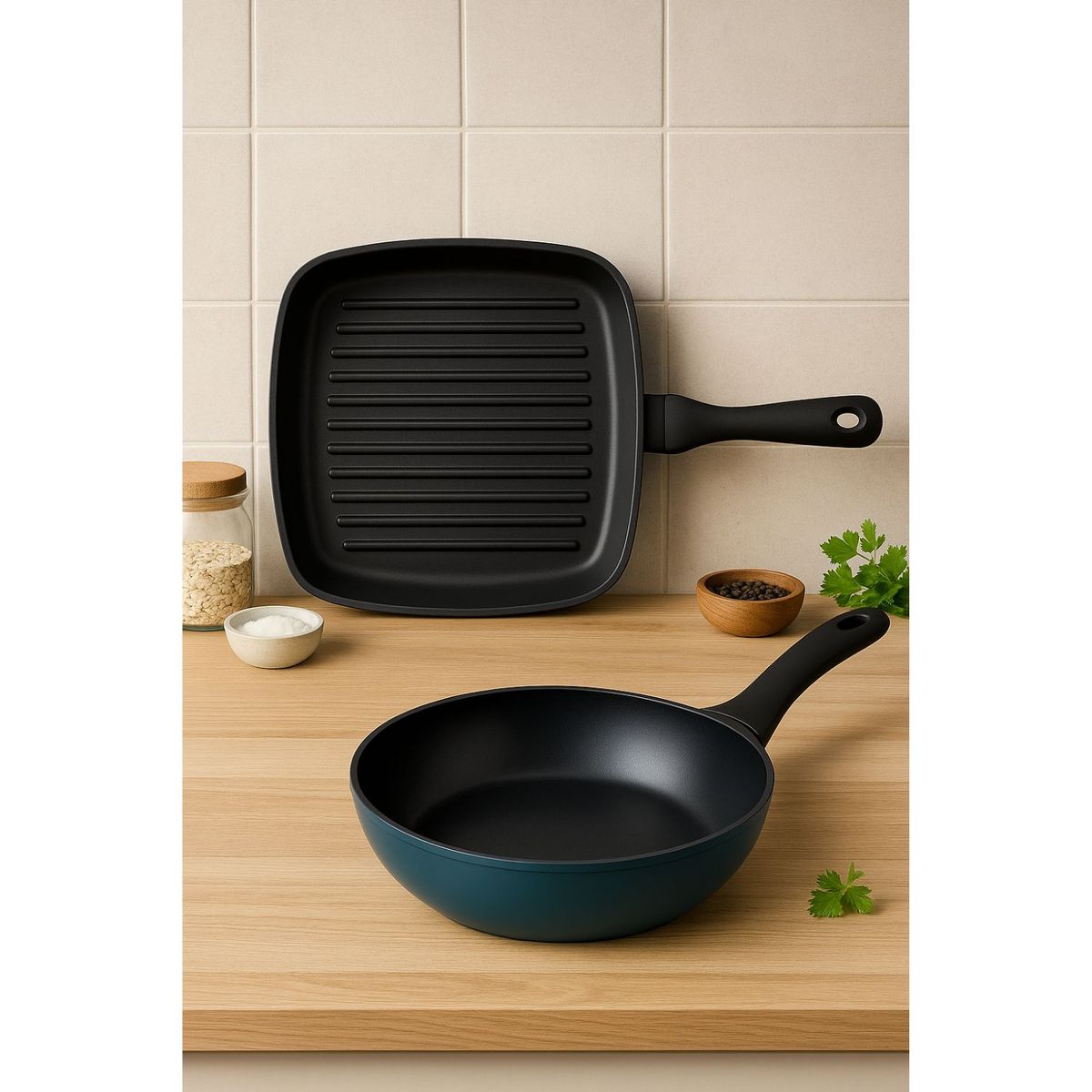 KEEP - Pack Grill y Wok 28cm Keep Diamond Cocina Antiadherente