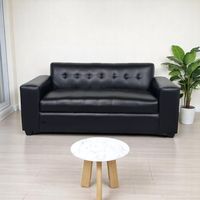 SOFA TRADICIONAL 3 CUERPOS ECOCUERO NEGRO