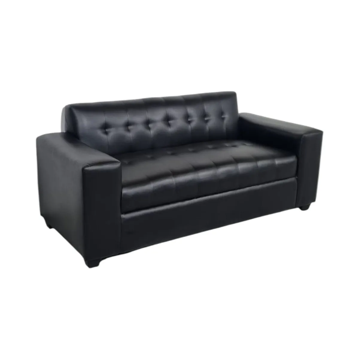 DISEÑOS VALESTRINI - SOFA TRADICIONAL 3 CUERPOS ECOCUERO NEGRO