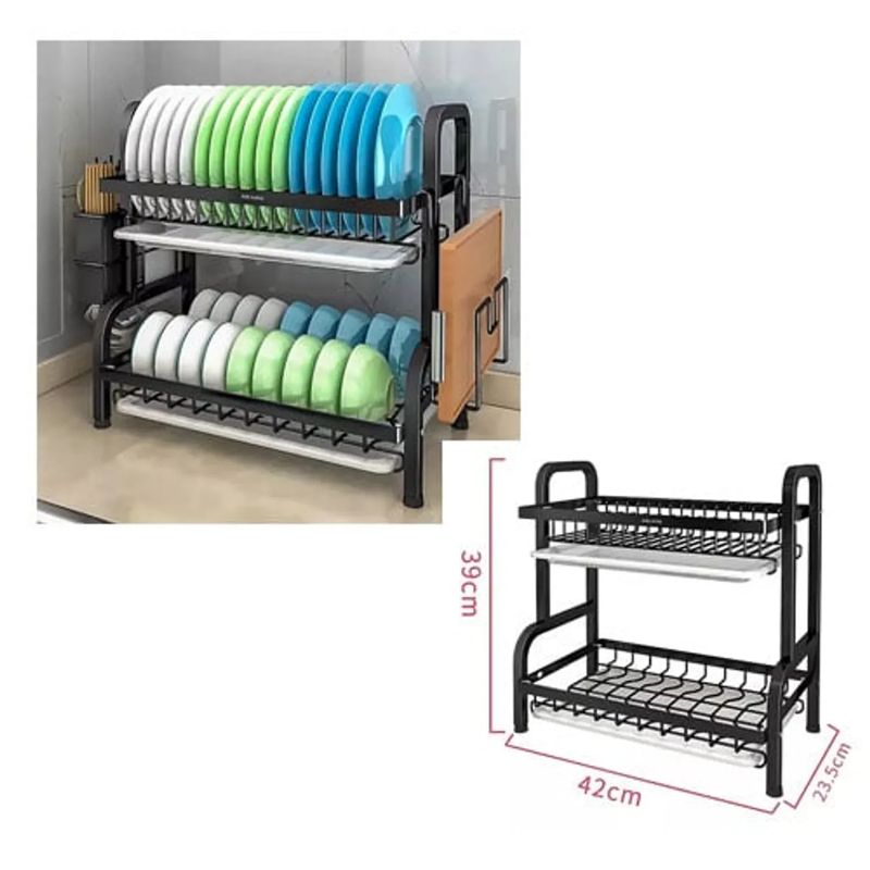 GENERICO - Seca loza platos  color negro 2 Niveles