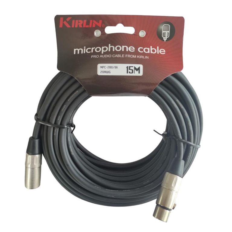 KIRLIN Cable Microfono XLR 15 mts MPC-280-15M/BK