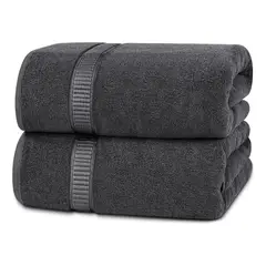 AZ AURAZEUS - Juego De 2 Toallas De Mano 70x40 Cm Algodon 500g Baño Set Az Gris