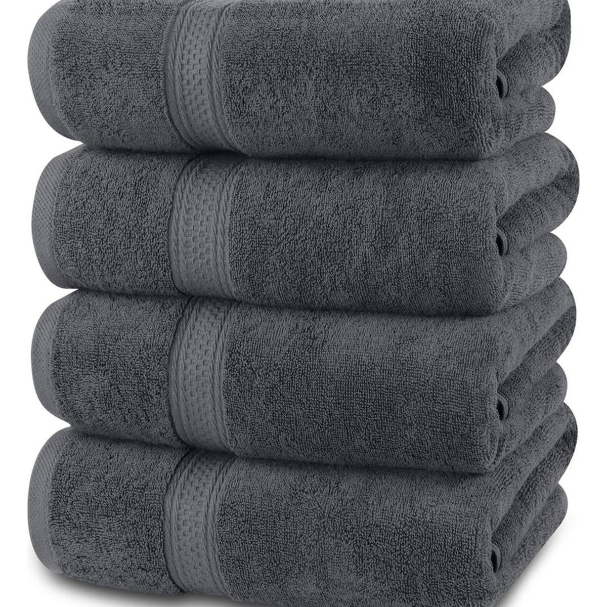 AZ AURAZEUS - Set De 4 Toallas De Baño 140x70 Cm Algodon 500gr Grandes Az Gris