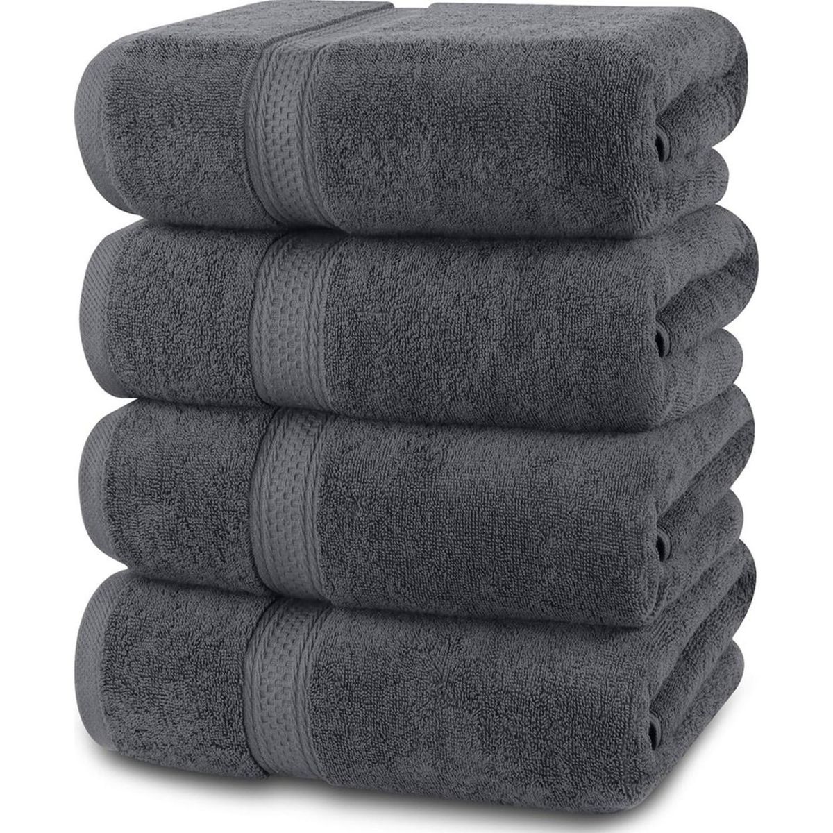 AZ AURAZEUS - Set De 4 Toallas De Baño 140x70 Cm Algodon 500gr Grandes Az Gris