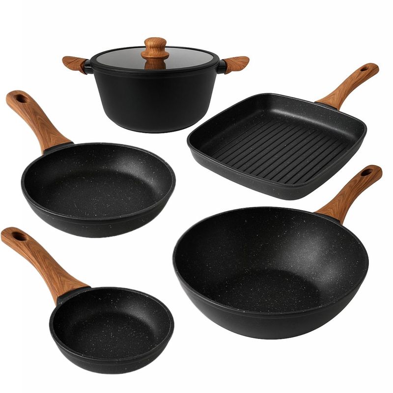 KEEP - Set Cocina Olla + Grill + 2 Sartenes + Wok Granite Line Keep