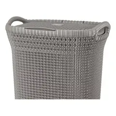 REYPLAST - Canasto Para Ropa Rectangular Khipu Plástico Gris