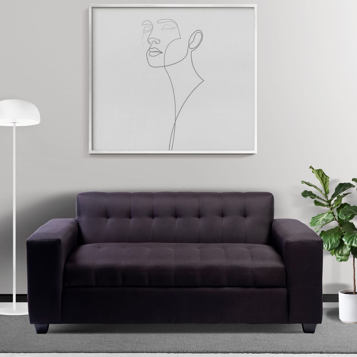 DISEÑOS VALESTRINI - SOFA 2 CUERPOS LINO NEGRO