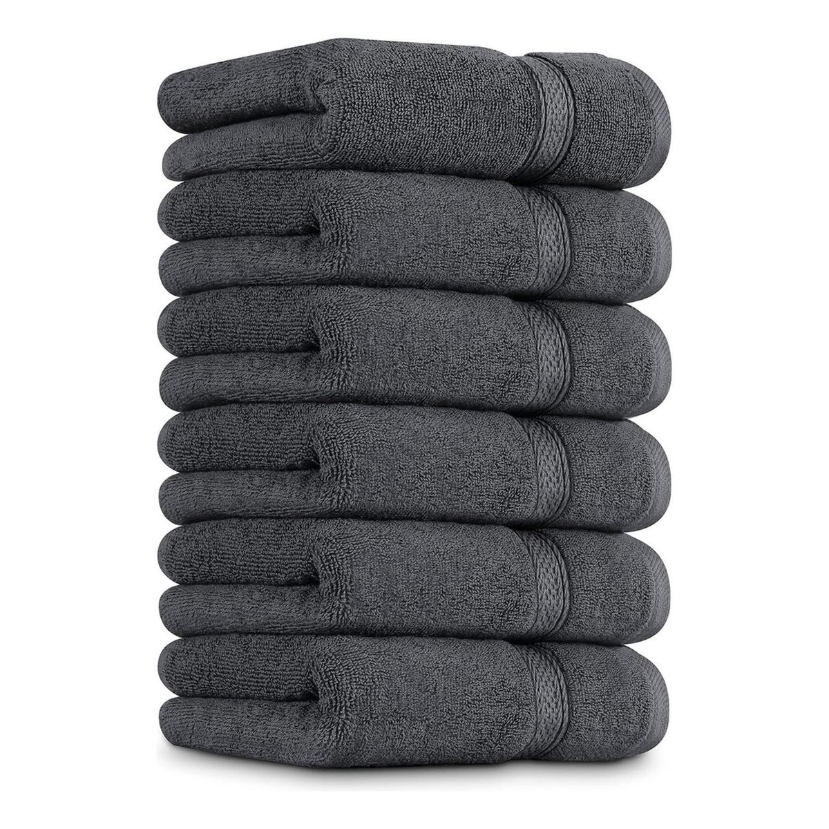 AZ AURAZEUS - Juego De 8 Toallas De Mano 70x40 Cm Algodon 500g Baño Set Az Gris