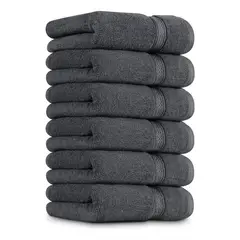 AZ AURAZEUS - Juego De 8 Toallas De Mano 70x40 Cm Algodon 500g Baño Set Az Gris