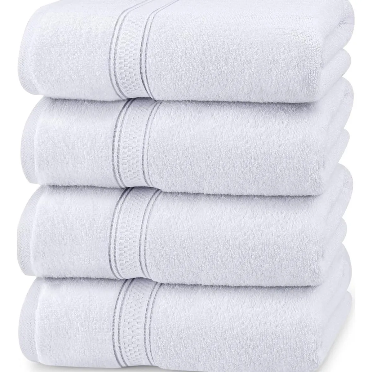 AZ AURAZEUS - Set De 4 Toallas De Baño 140x70 Cm Algodon 500gr Grandes Az Blanco