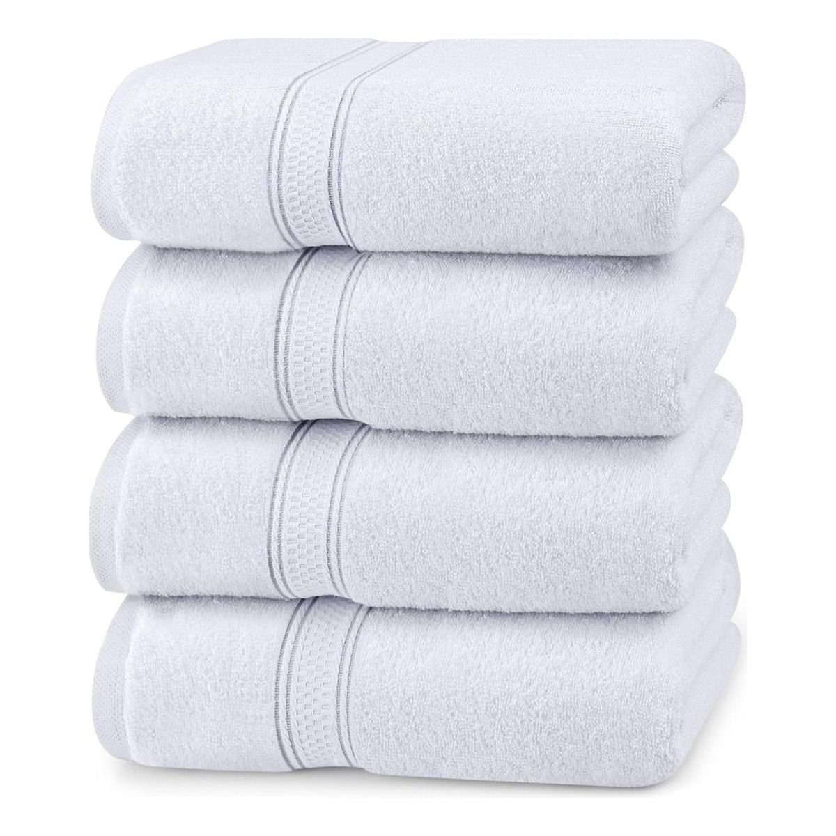 AZ AURAZEUS - Set De 4 Toallas De Baño 140x70 Cm Algodon 500gr Grandes Az Blanco