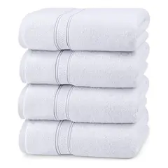 AZ AURAZEUS - Set De 4 Toallas De Baño 140x70 Cm Algodon 500gr Grandes Az Blanco