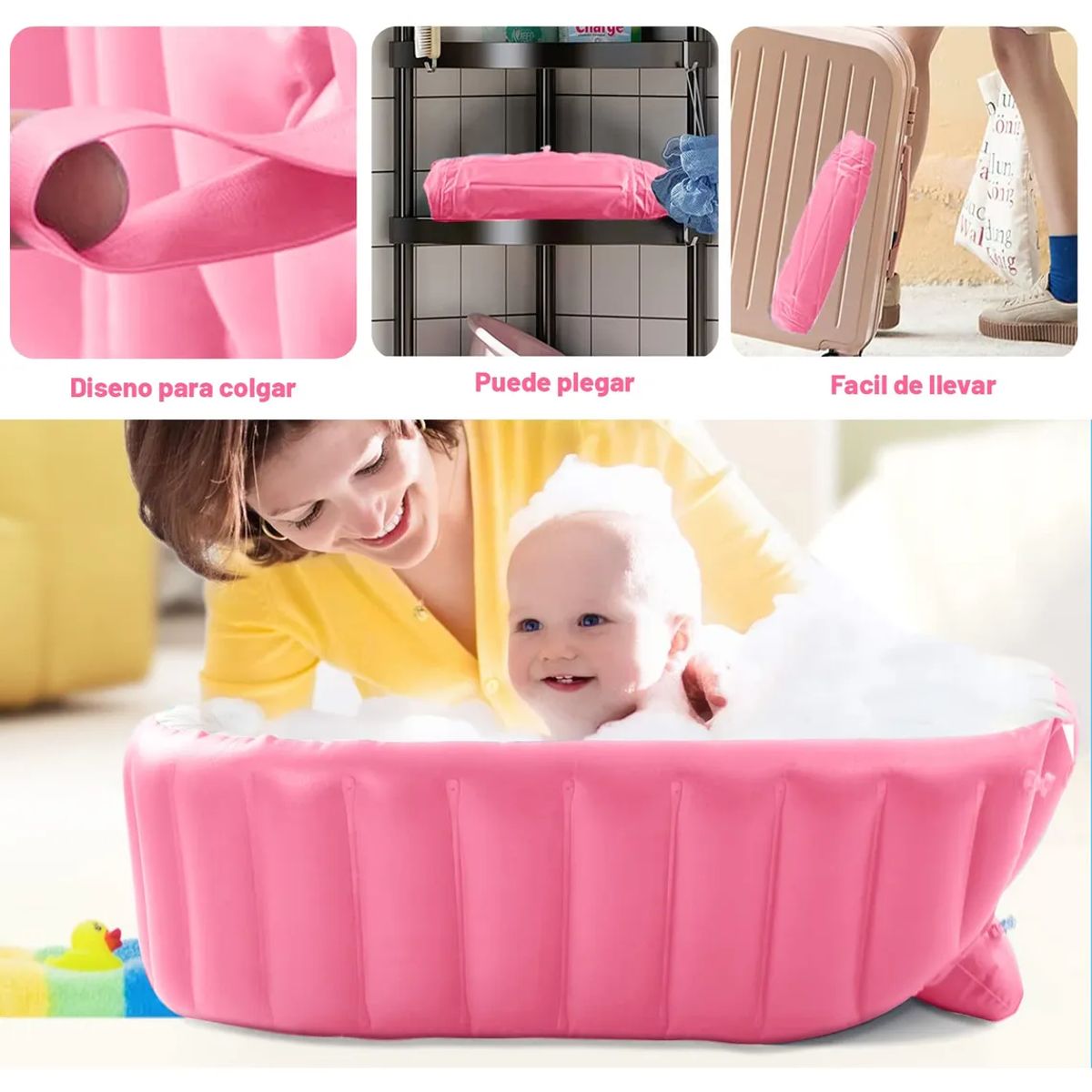 GENERICO - Bañera Inflable Plegable Portátil Para Bebés Con Bomba Aire