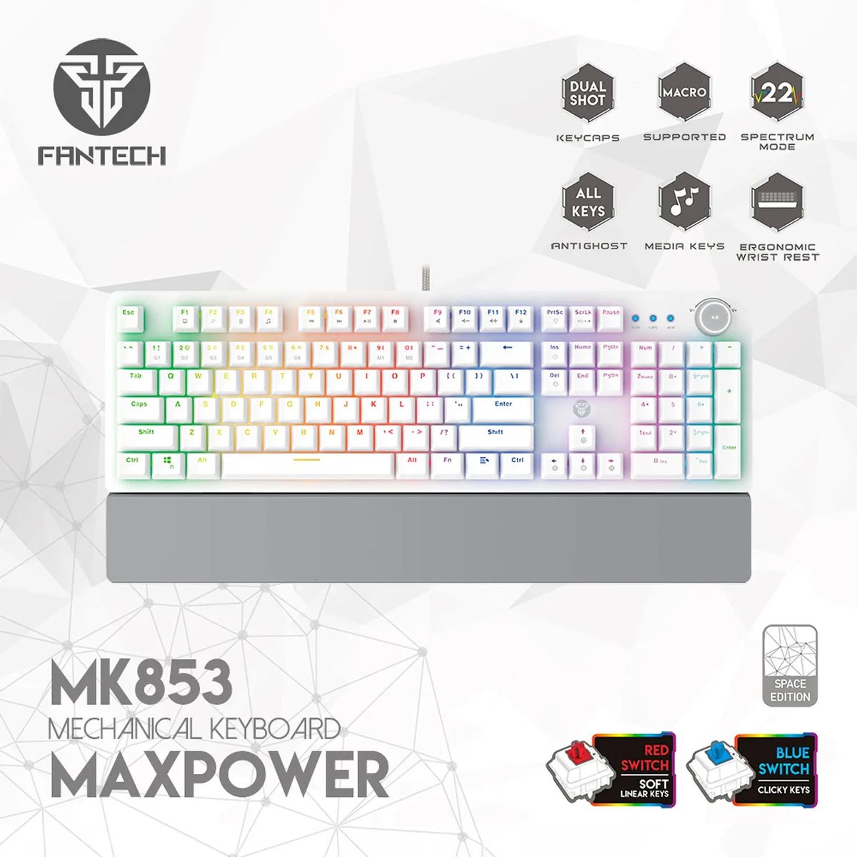 FANTECH - Teclado Mecánico Fantech Maxpower Mk853 Rgb Space