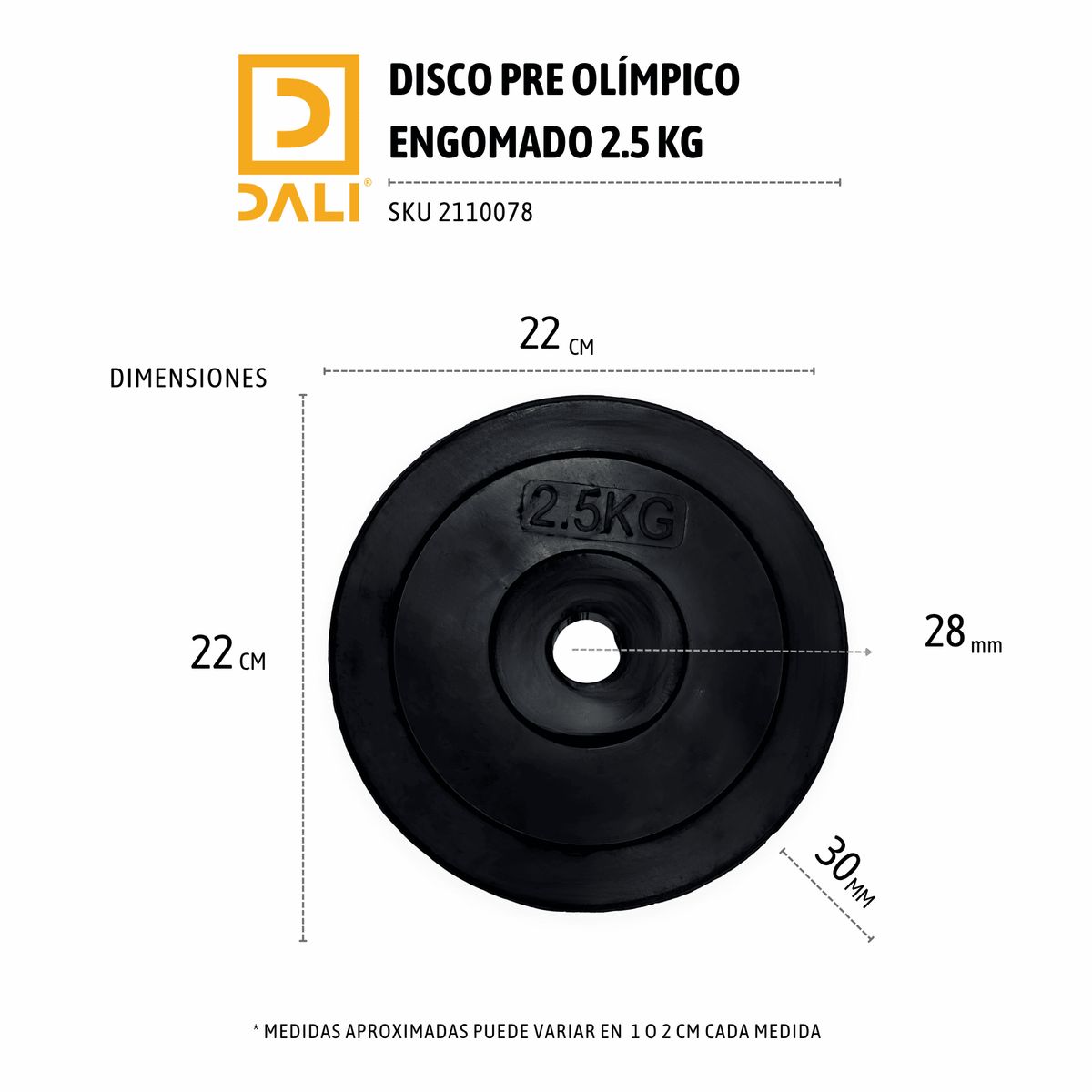 DALI - DISCO PREOLIMPICO 2.5 KG GOMA