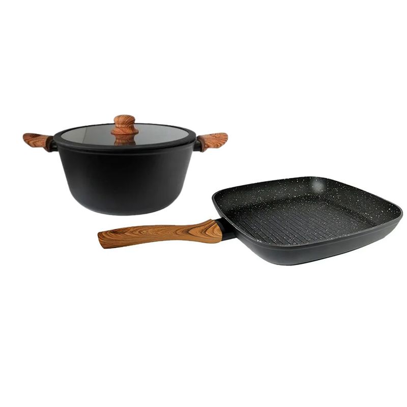 KEEP - Olla Antiadherente 28cm + Grill 28cm Keep Granite Line