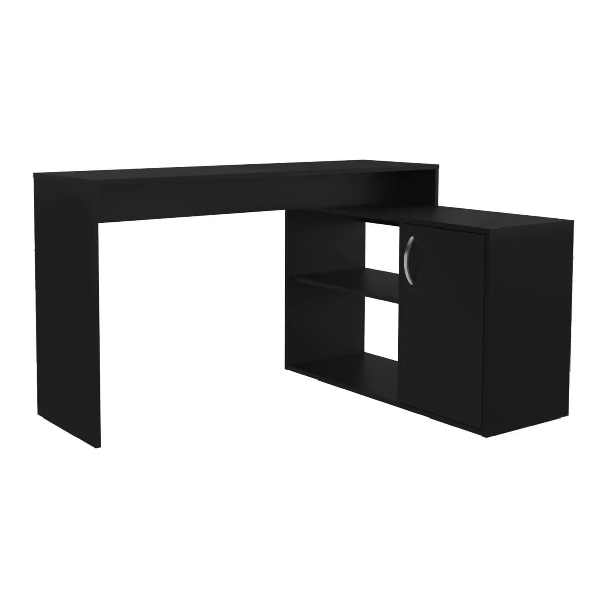 FMFURNITURE - Escritorio En L 71X125X90 Cm 1 Puerta Negro