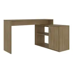 FMFURNITURE - Escritorio En L 71X125X90 Cm 1 Puerta Café Claro