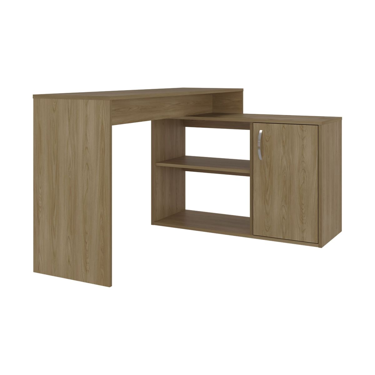 FMFURNITURE - Escritorio En L 71X125X90 Cm 1 Puerta Café Claro