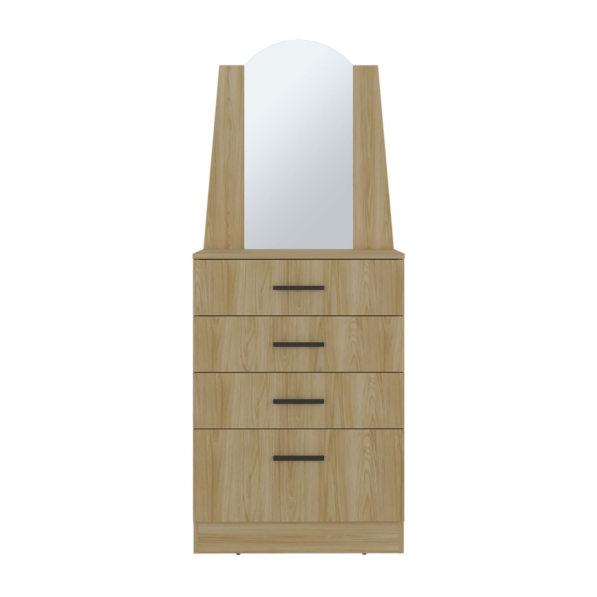 FMFURNITURE - Comoda Con Espejo 3 Cajones 1 Puerta Café Claro