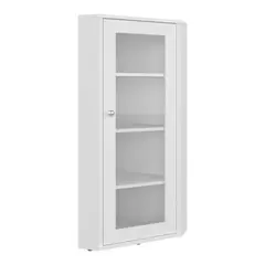 FMFURNITURE - Vitrina Baja Esquinera Blanca 1 Puerta Vidrio