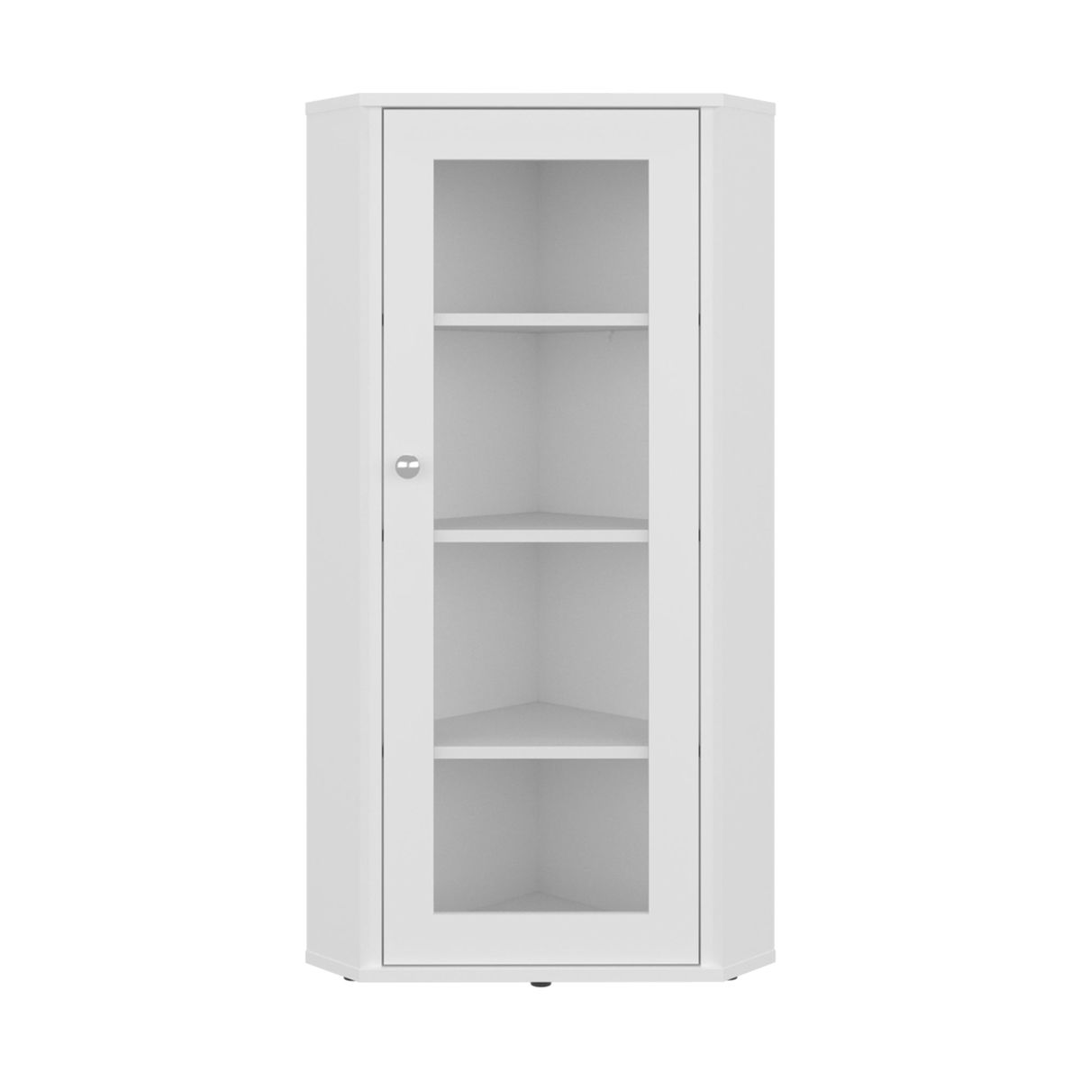 FMFURNITURE - Vitrina Baja Esquinera Blanca 1 Puerta Vidrio