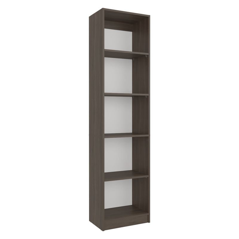 FMFURNITURE - Biblioteca Estante 4 Repisas Café Oscuro Y Blanco