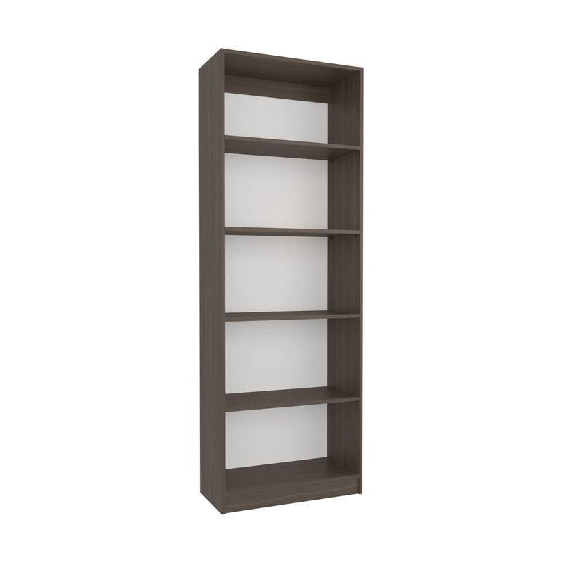 FMFURNITURE - Biblioteca Estante 5 Niveles Café Oscuro Y Blanco