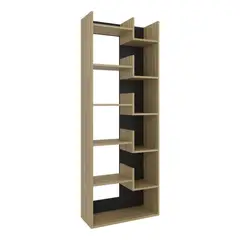 FMFURNITURE - Biblioteca 6 Niveles Café Claro Y Negro