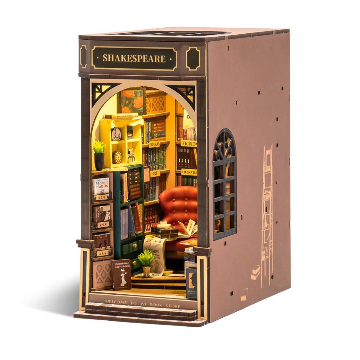ROBOTIME - BookStore Librería BookNook Miniatura Sujetador Puzzle 3D