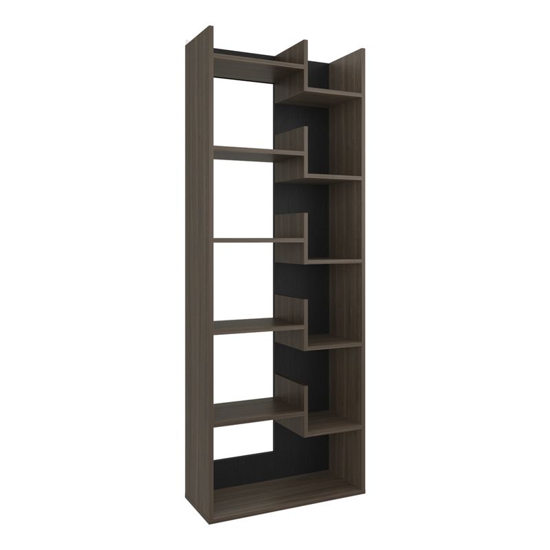 FMFURNITURE - Biblioteca 6 Niveles Cafe Oscuro Y Negro