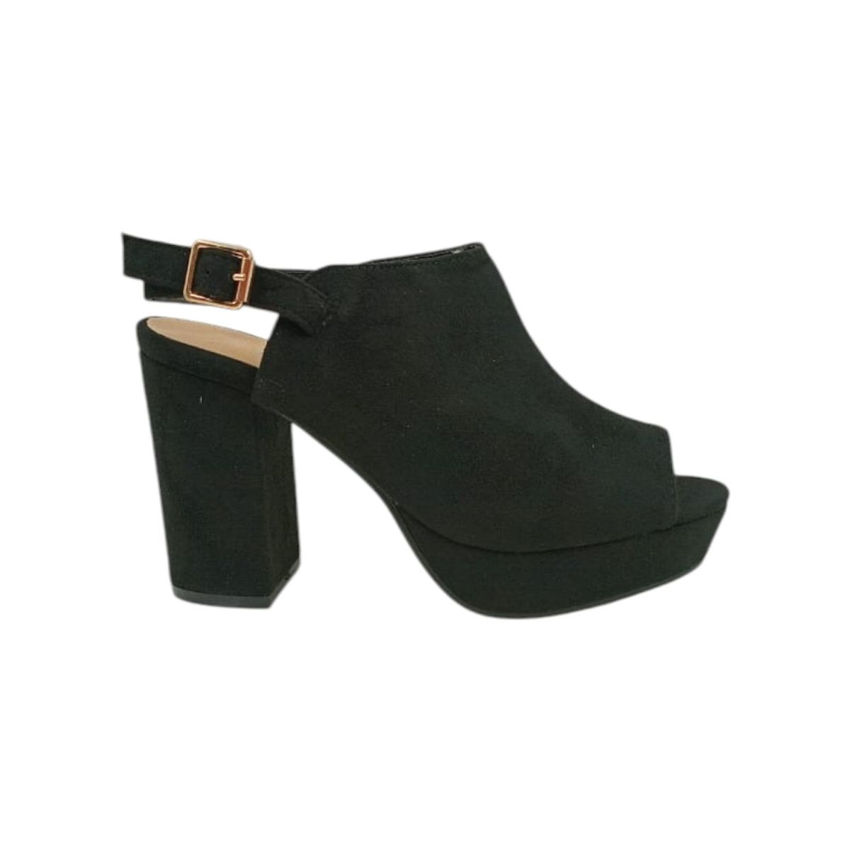 HERIEL - Sandalia Negra Taco Alto