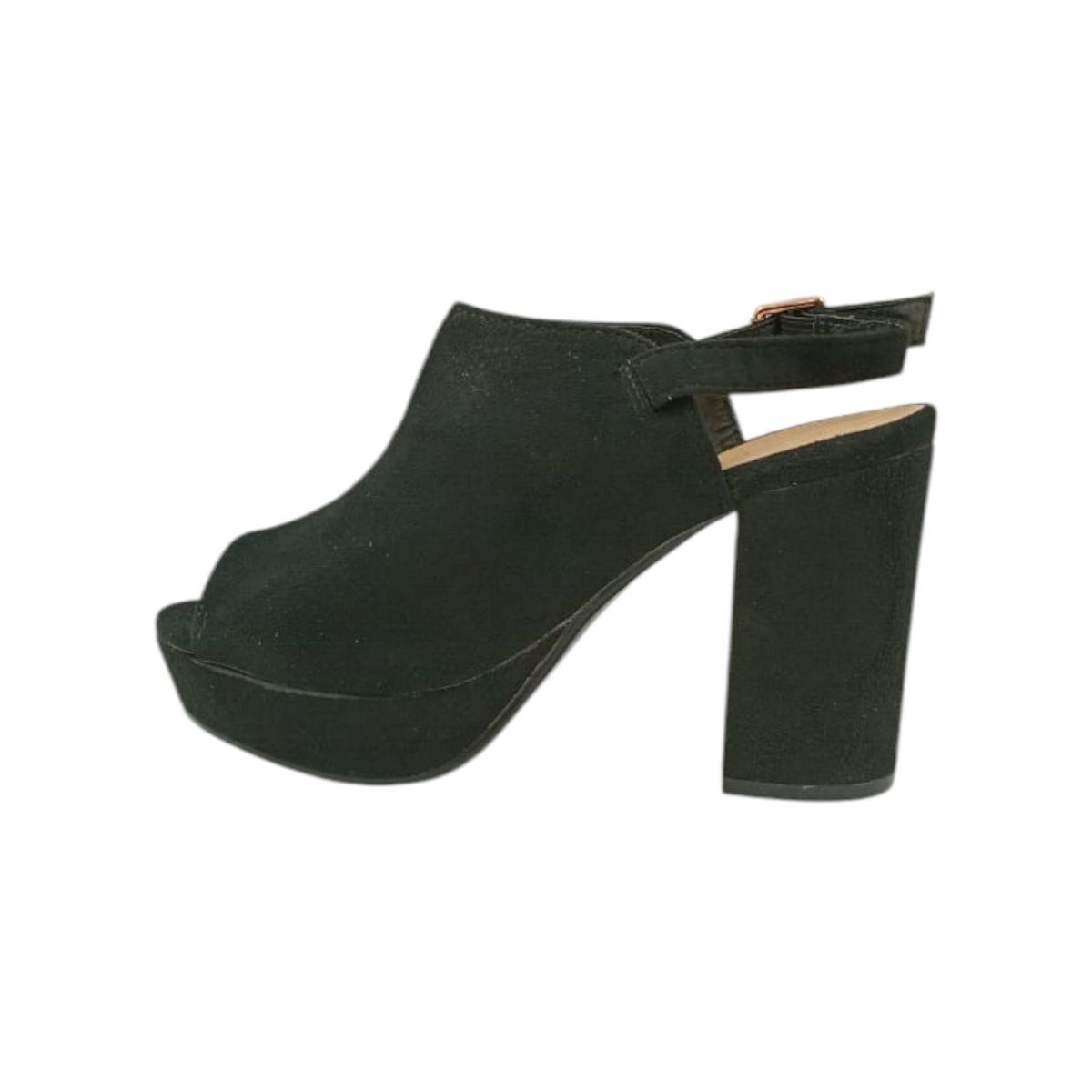 HERIEL - Sandalia Negra Taco Alto