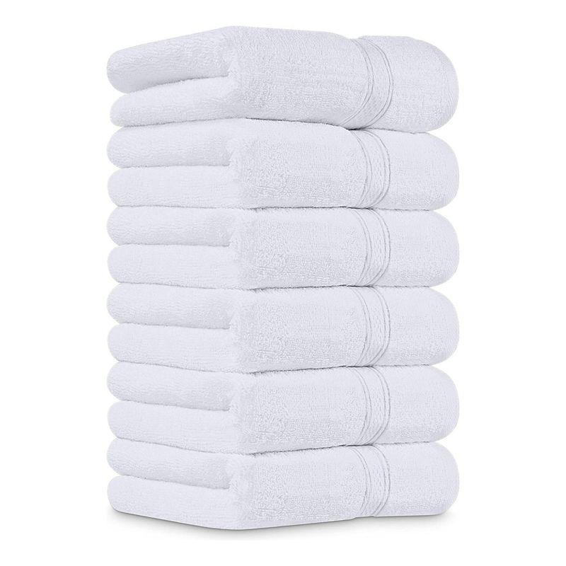 AZ AURAZEUS - Juego De 8 Toallas De Mano 70x40 Cm Algodon 500g Baño Set Az Blanco
