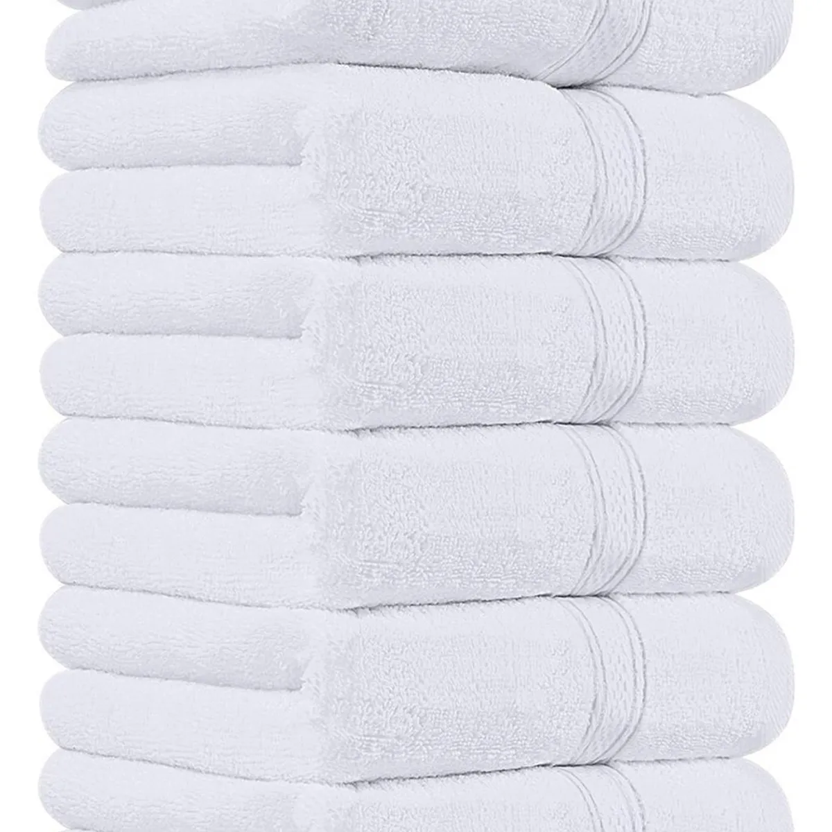 AZ AURAZEUS - Juego De 8 Toallas De Mano 70x40 Cm Algodon 500g Baño Set Az Blanco