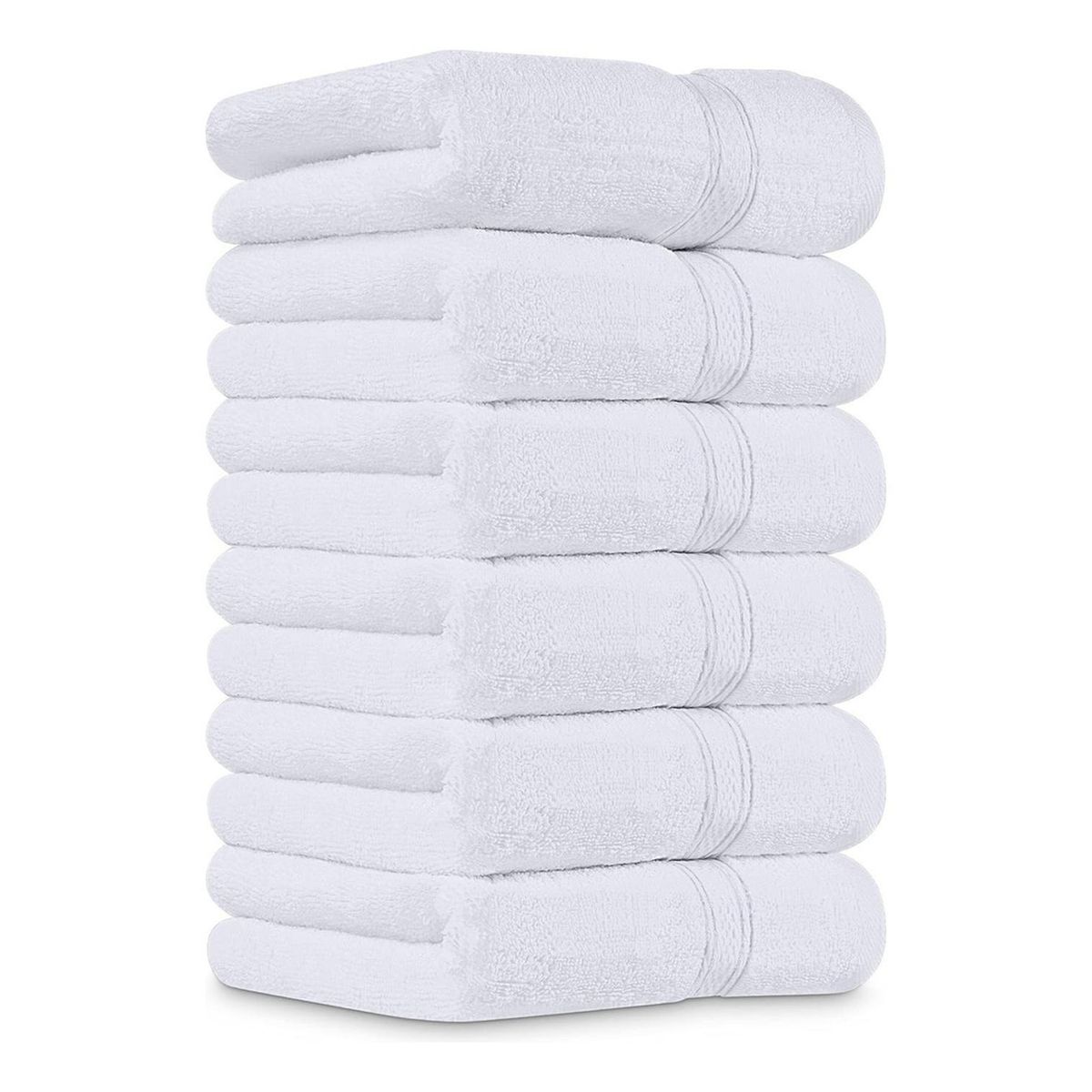 AZ AURAZEUS - Juego De 8 Toallas De Mano 70x40 Cm Algodon 500g Baño Set Az Blanco