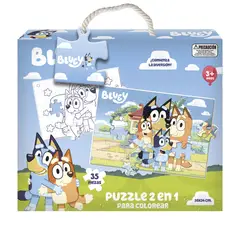 BLUEY - Puzzle 35 Piezas 2 En 1 Para Colorear