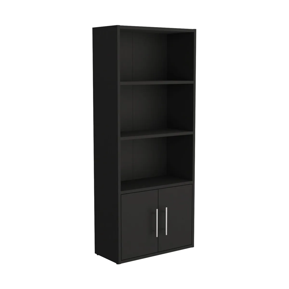 FMFURNITURE - Biblioteca 2 Puertas 4 Niveles Negro