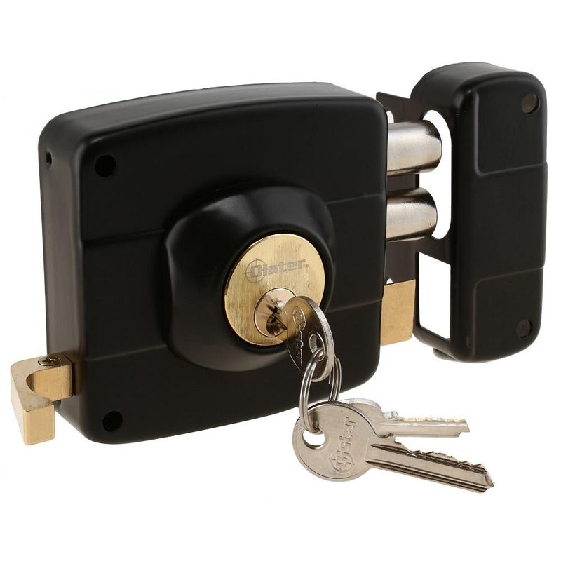 OISTER - CERRADURA SOBREPONER OISTER 111 NEGRO CON CAJA METALICA